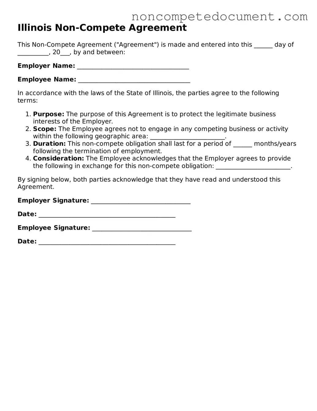 Fillable Illinois Non-compete Agreement Template